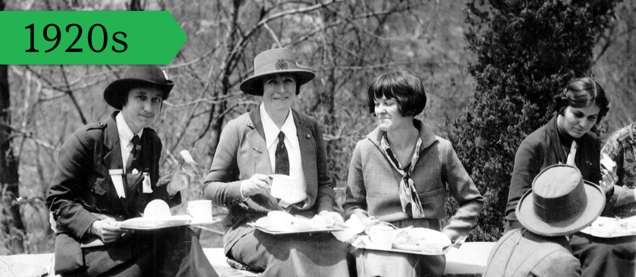 World Association of Girl Guides and Girl Scouts (WAGGGS) 1926 World Conference, Great Hall, Camp Edith Macy, New York.