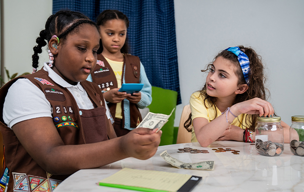 Girl Scout troop in a friendship circle